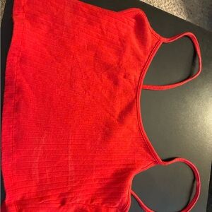 Red Ribbed Crop Top